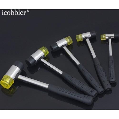 Hammer Plastic Rubber 20-40mm Head Metal Steel,2-Faced Hard and Soft Mallet for Leather Carving Staming Buckle Install DIY Tool