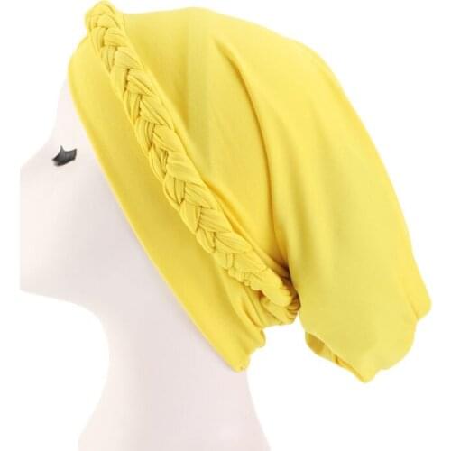 Muslim women headscarf hat solid color fashion woven headscarf chemo cap Islamic headscarf hat Indian headscarf pullover cap