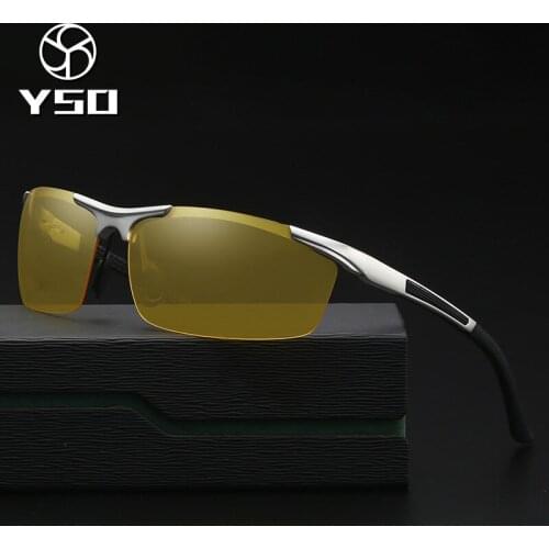 YSO Night Vision Glasses Men Aluminium Magnesium Frame Polarized Night Vision Goggles For Car Driving Fishing Anti Glare 8530
