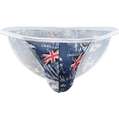 Men Briefs Print Sexy Gay Underwear High Fork Convex Pouch Panties Man Low Rise Breathable Penis Pouch Male Underpants Briefs