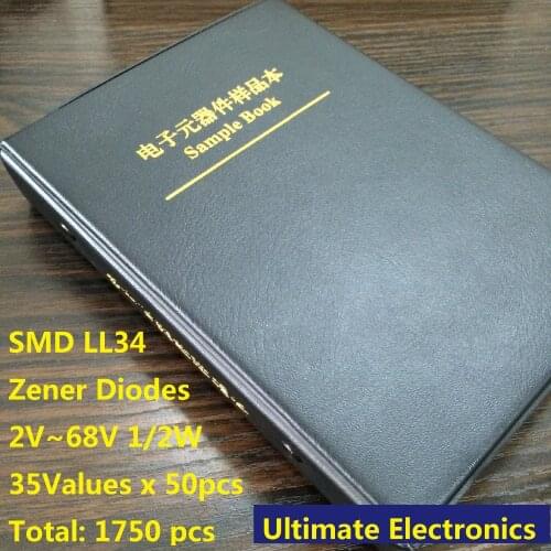 35 kinds x50 commonly used SMD LL34 1/2W 2V~68V Zener Diodes Assortment Kit Assorted Sample Book