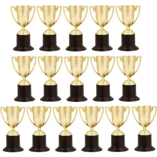 16pcs Mini Award Trophy Cup Shaped Creative Plastic Trophies Reward Cup Reward Prizes Students Sports Competition Celebrations