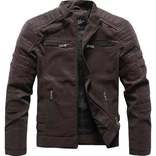 2021 New Men Winter Leather Jacket Casual Motorcycle Winter Inner Fleece PU Coat Faux Leather Jackets Mens Clothing Dropship