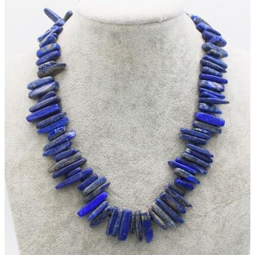 Wholesale blue lapis lazuli branch 15-20mm necklace 17inch FPPJ nature beads unique shape for woman gift