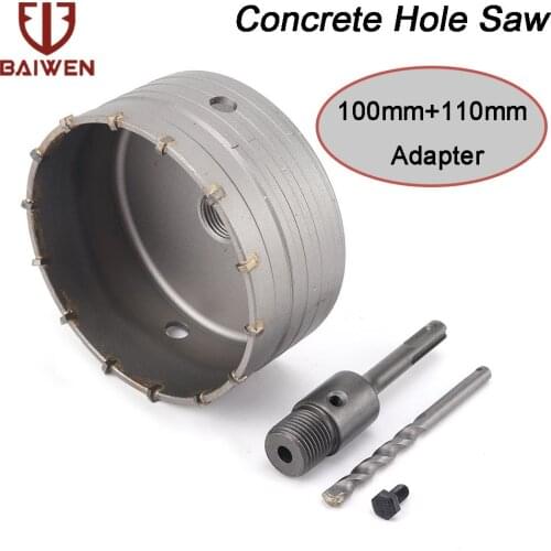 100mm SDS PLUS Concrete Hole Saw Electric Hollow Core Drill Bit With 110mm Round Shank Cement Stone Wall Air Conditioner Alloy