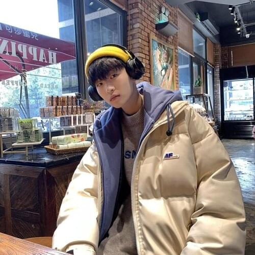 INXYZ 2021 Couple Winter Fashion Jacket Mens Clothing Solid Color Plus Size Warm Parka Coat Korean Trend Casual Style Unisex