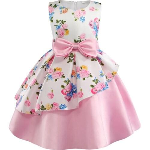 Easter Clothing 2021 New Irregular Little Girls Dresses Printing Children Dress For Girls Dress Bowknot Kids Performance Dresses