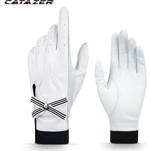 PGM Golf Gloves Womens Anti-slip Design Leather Gloves Lambskin Velcro Non-slip Sports Gloves