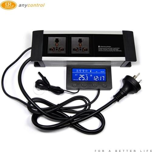 RINGDER DTC-130 0-50C PID regulating digital day / night reptile thermostat with plug and socket regulator, dimmable thermostat