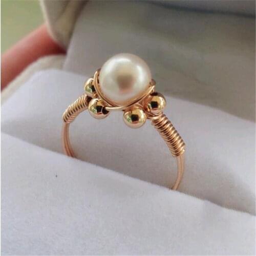 Gold Filled Ring Natural Pearl Rings Knuckle Rings Gold Jewelry Mujer Bague Femme Handmade Minimalism Jewelry Boho Women Ring