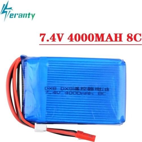 RC 7.4V 4000mAh 8C Transmitter Lipo Battery JST plug for Spektrum DX9 DX8 DX7 DX6E Remote Controller Transmitter Battery