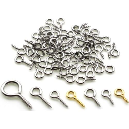 100pc Stainless Steel Screw Eye Pins for Jewelry Making Pearl Beads Screw Threaded Hooks Pendant Clasps Findings forDIY Earrings