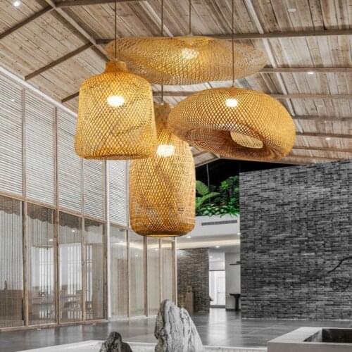 Modern Chinese Led Bamboo Pendant Lights Lighting Bedroom Living Room Interior Loft Retro Pendant Lamp Restaurant Indoor Decor