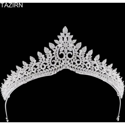 Trendy 3A Full Cubic Zirconia Tiaras and Crowns for Wedding Zircon Pageant Hair Jewelry Accessories CZ Birthday Party Headpieces