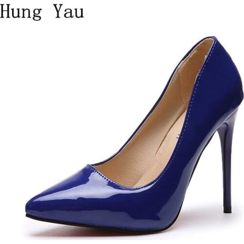 Women High Heels Shoes 11 CM Pumps Pointed Toe Shallow Fine Heels Patent leather Work Fashion Sexy Comfortable Plus Size 35-44