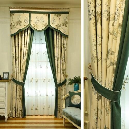 Installation of Simple American Nordic Study Bedroom Cotton and Hemp High Shading Mosaic Printed Curtains