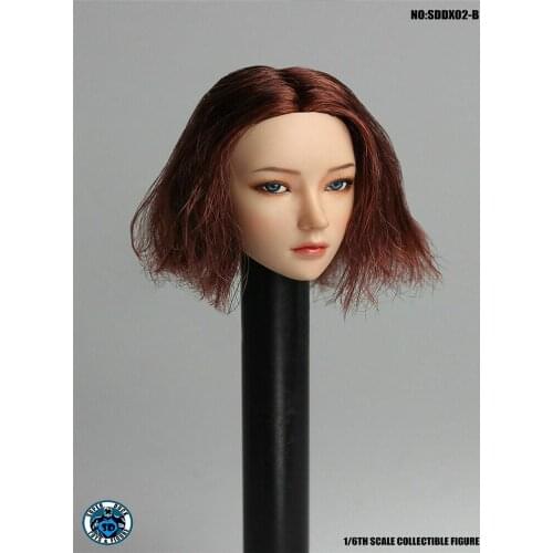 1/6 Scale SUPER DUCK SDDX02B Rolling Eyes Female Head Carved Short Hair Head Carved Model Fit 12" PH TBL Body