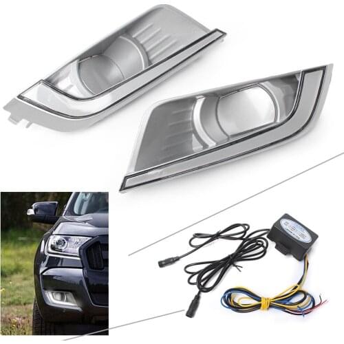 1Pair Car Daytime Running Lights DRL Indicators Light For Ford Ranger 2015 2016 2017 White & Yellow Lighting