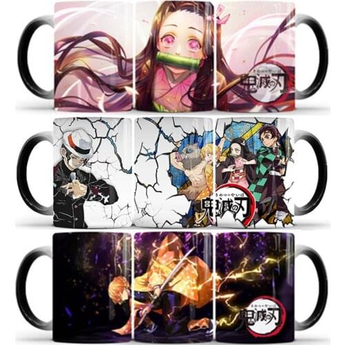 1Pcs New Demon Slayer Heat Temperature Sensitive Coffee Mug 350mL Color Changing Cartoon Anime Mug Creative Tea Milk Ceramic Cup