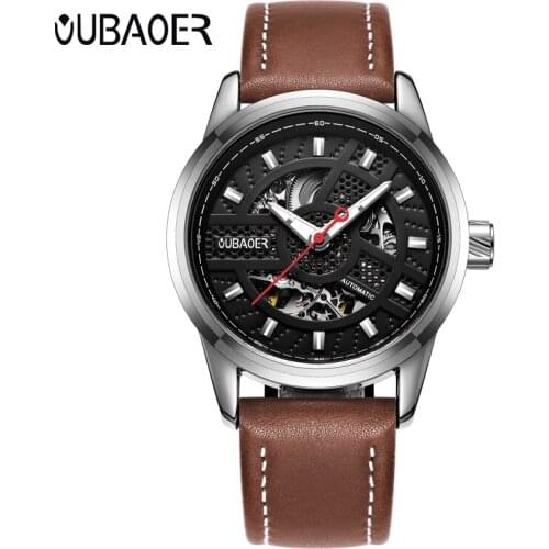 2017 OUBAOER brand sports fashion watches men skeleton wristwatches automatic mechanical watch relogio masculino erkek saat