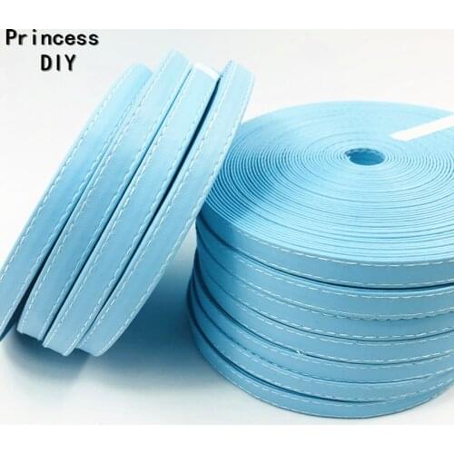 5 M/Lot Handmade Material 10 12 30mm Sky Blue Ribbon 3/8 Soft PU Faux Leather Layering Cord Bias DIY Bows Necklace Craft Riband