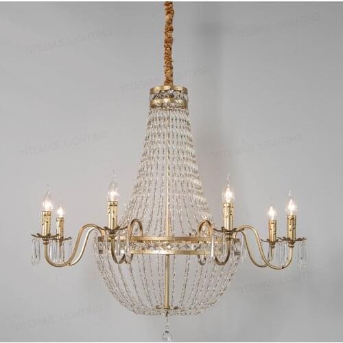 American living room chandelier bedroom country French light luxury wrought iron villa simple creative personality crystal