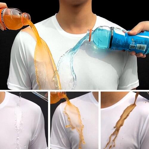 Quick Dry T-shirt Men Breathable Hydrophobic Tshirt Creative Waterproof Anti-Dirty Tee Shirts Hiking Hunting Fishing camisetas