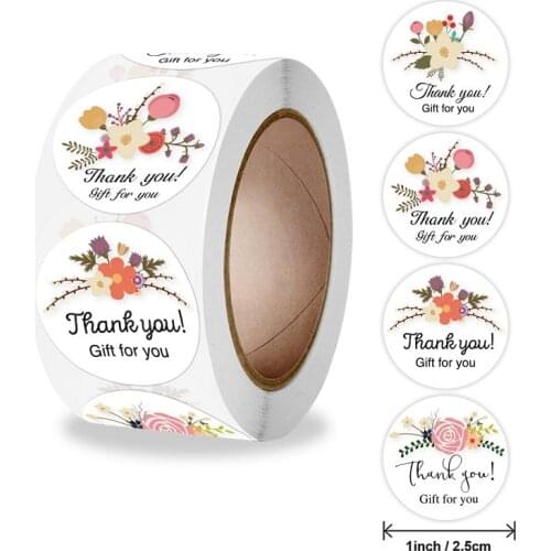 Flowers Thank You Gift For you Stickers Small Business Labels 500pcs for Greeting Cards Gift Wrap Sticker Party Wedding Favors