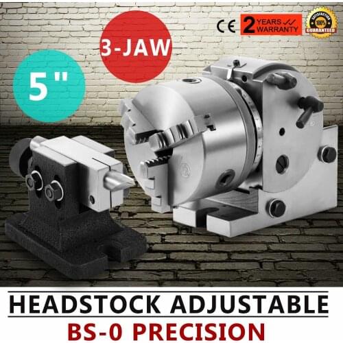 Dividing Head BS-0 5Inch 3 Jaw Chuck Dividing Head Set Precision Semi Universal Dividing Head for Milling Machine Rotary Table