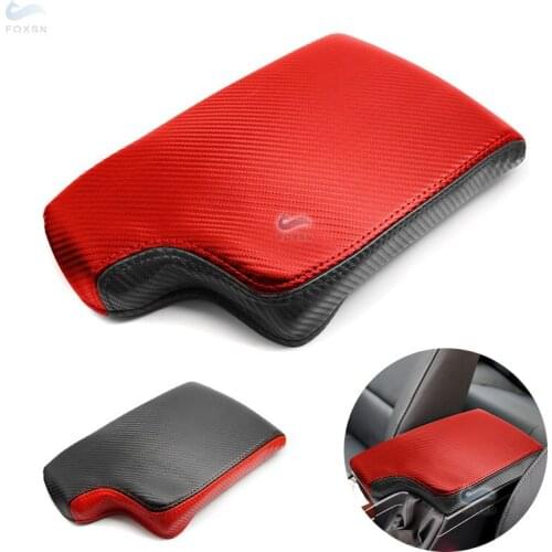 For BMW 3 Series E90 2005 - 2012 Car Accessories Center Control Armrest Box Cover Decor Red+Black Carbon Texture Leather Splice