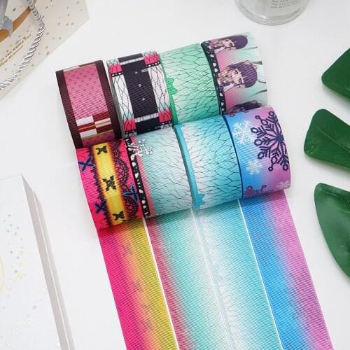 50 Yards Japan Anime Characters Double Side Printed Grosgrain Satin Ribbon 38941 42414