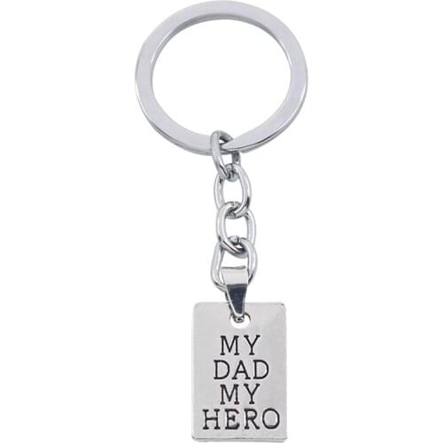 Fathers Day Keychain My Dad My Hero Keychain Dad Father Gifts Keychain Father Day Birthday Gift Stainless Steel Present Keyring