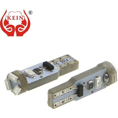 KEIN 10pcs Nonpolarity T5 w3w led car Bulb 5smd 3014 red green white blue Instrument panel lamp auto Signal dashboard light 12V