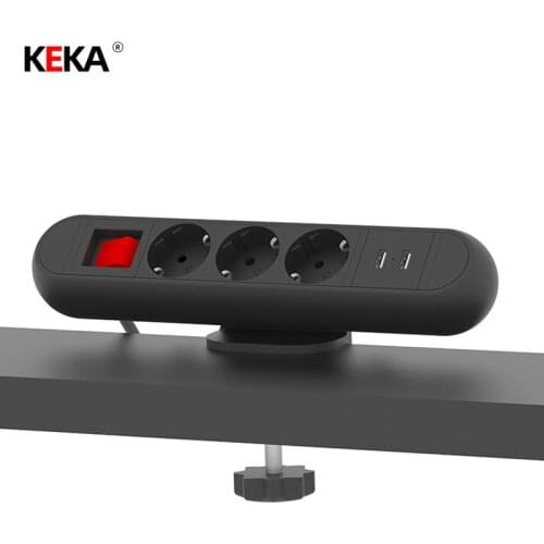 KEKA New Arrival Desktop Socket 3 Power Supply 2 Usb With 1 Gang Switch Socket Countertop cClamp Sockets 250V 16A EU Type