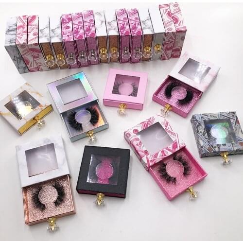 Custom Mink Lash Boxes Eyelash Packaging Box Fluffy 25mm Eyelashes Dramatic 5D Mink False Eyelashes