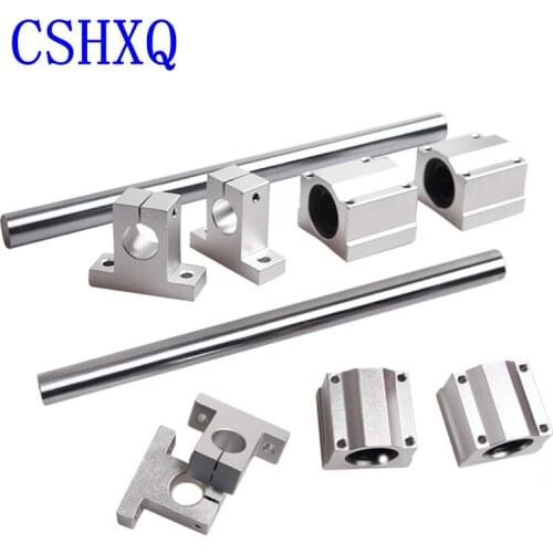 Round Linear Rail 12/16/20mm Linear Shaft +Linear Bearing Housing SCS12/16/20UU+Linear Rail Clamp SK12/16/20 for DIY CNC Routers