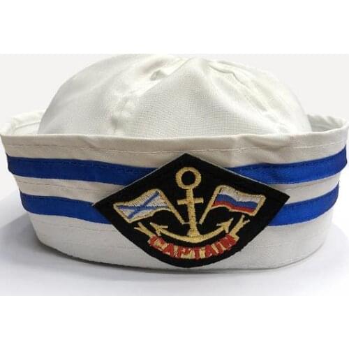 Sailor Hat with Anchor Children Adults Party Costume Yacht Boat Ship Embroidered Sailor Cap Cosplay Performance Prop white favor