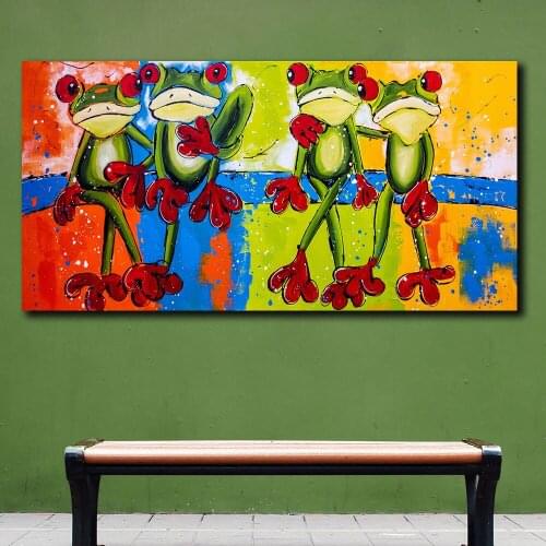 Fashion Oil Painting Pictures Four Frogs On The Tree Home Decor On Canvas Modern Wall Art Canvas Print Poster Canvas Painting