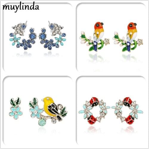 Muylinda Butterfly Flower Stud Earrings Fashion Girls Rhinestone Earring Jewelry Party Crystal Statement Earring Gifts for Women