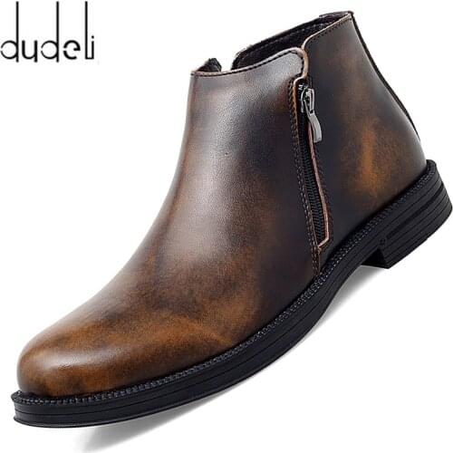 Original Leather Boots Men 2020 Autumn Shoes Male Leather Casual Boots Men Comfy Anti-Slip Lace-up Tassel Zip Outdoor Boots