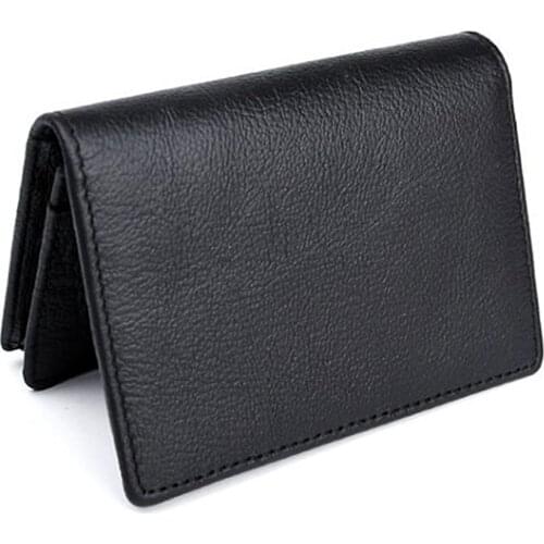 Men Black Leather Expandable Credit Card ID Business Cards Holder Wallet Case