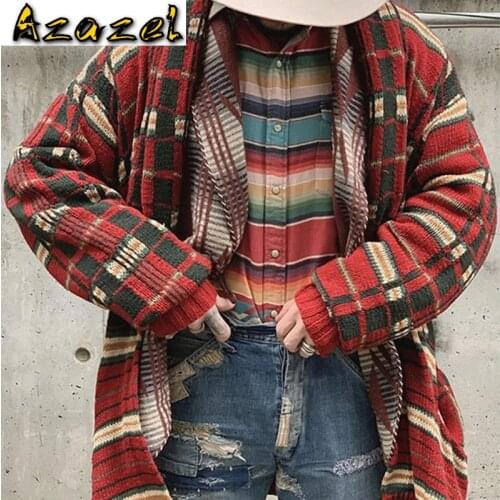 Mens Cardigan Sweater Long Sleeve Plaid Casual Slim Fit Knitted Mens Top Cardigans Coat Men 4XL Winter and Autumn Mens Clothes