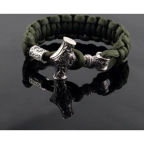 Mens Viking Mjolnir Leather Bracelet Thors-Bangle Wristband Norse Mythology Runes Amulet Jewelry Gifts