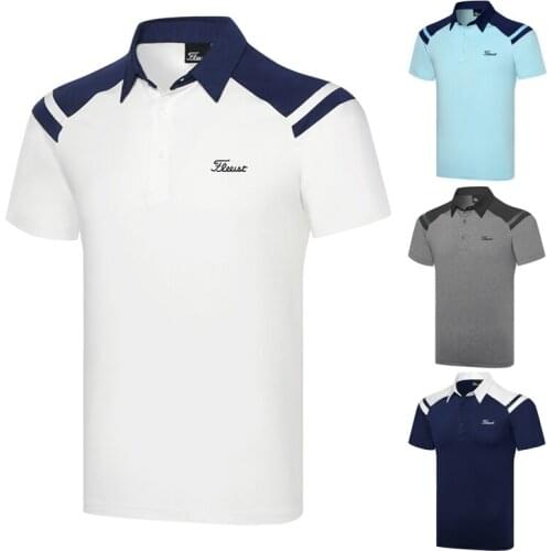 New Multicolor Mens Golf Wear Short-sleeved T-shirt Polo Shirt Outdoor Sports Sweat-absorbent Golf Jersey Golf Polo Shirts