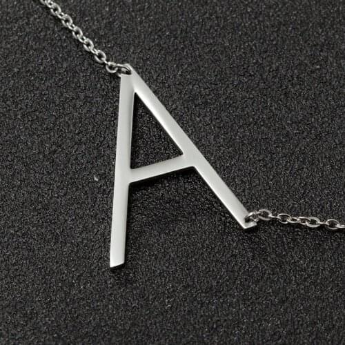 Small Letters Necklace Gold Color Initial Pendant Chain 45cm for Women,Stainless steel English Letter Jewelry Gift