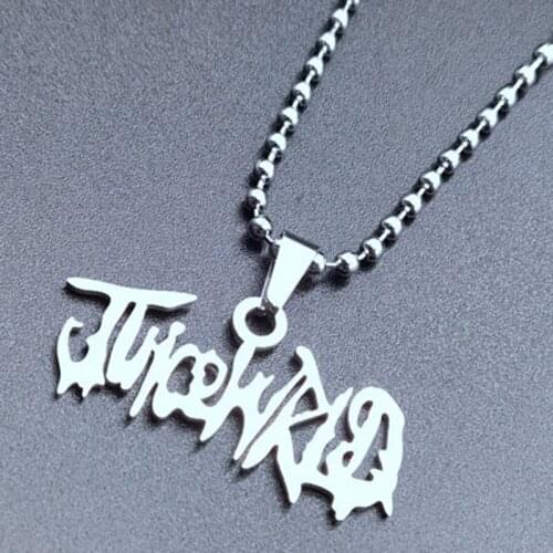 Harajuku Hip Hop JUICE Wrld Pendant Necklace Rapper Letter Name Chain Stainless Steel Necklace Fans Memorial Jewelry Gifts
