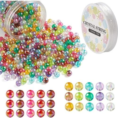 Transparent AB Color Acrylic Beads Round for Earrings Bracelets Making DIY Mixed Color 4 5 6 8 10 mm Hole: 1.5mm