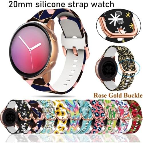 20mm Printing Silicone Watchband for Samsung Galaxy Watch Active 2 42mm Gear Sport S2 For Garmin Huawei amazfit Hot Ladies Strap