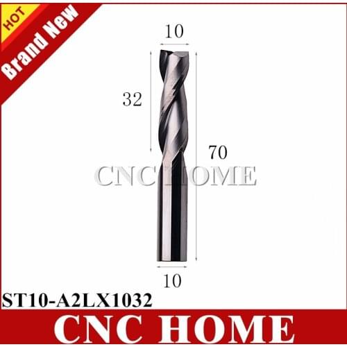 1pc 10*32mm Carbide CNC Spiral Milling Cutters Tools 2 Double Two Flutes CNC Router Bits End Mills 10mm shank 32mm cel