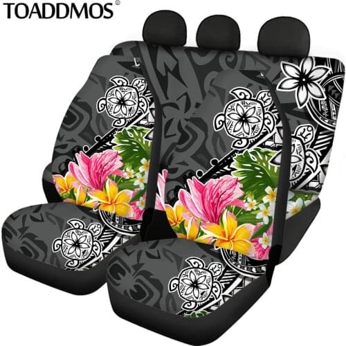 TOADDMOS Polynesian Tribal Sea Turtle Plumeria Design Car Seat Cover Protector Set Car Interior Accessories Auto Seat Decoration